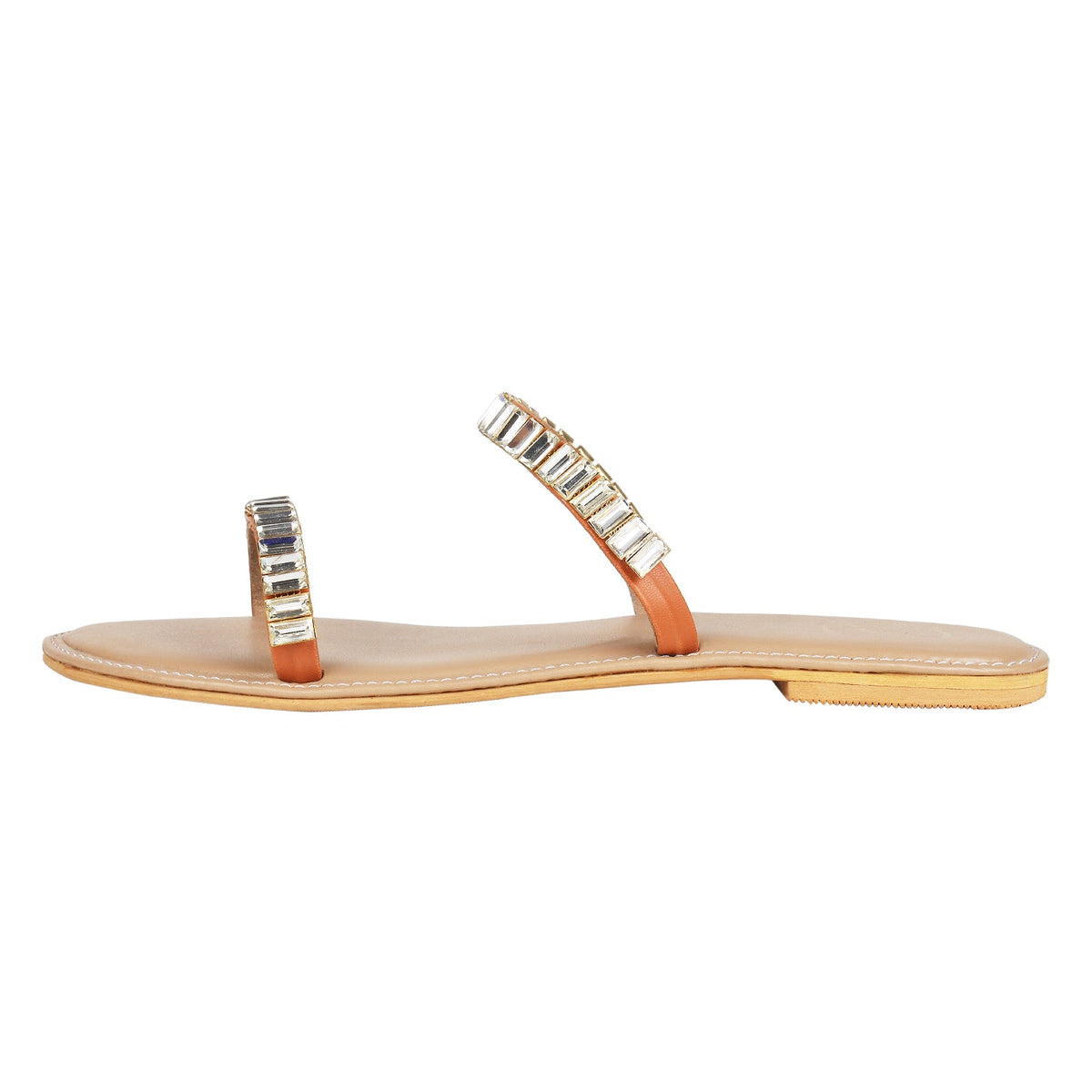 Orthopedic Sandals Women | Flat Two Strap Embellished Open Toe Slip On
