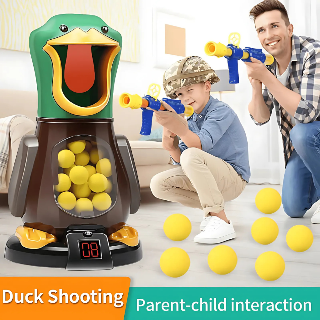 Kids Air Powered Soft Bullet Shooting Game Walking Duck Target Set