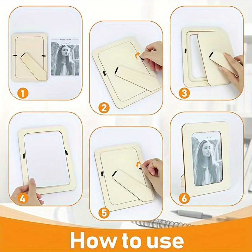 Ondina | Photo Frames Set | 10 Wooden DIY Frames | 15.24 cm, Light Beige