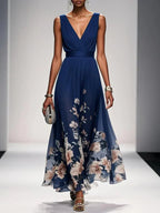 Cora | Women's Floral Print Dress | Wedding Guest, A-Line | V-Neck