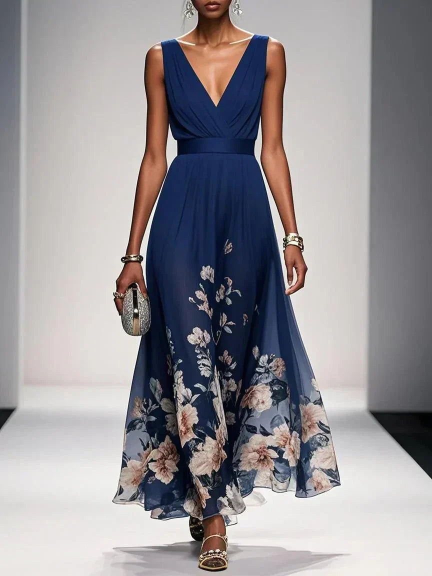 Cora | Women's Floral Print Dress | Wedding Guest, A-Line | V-Neck