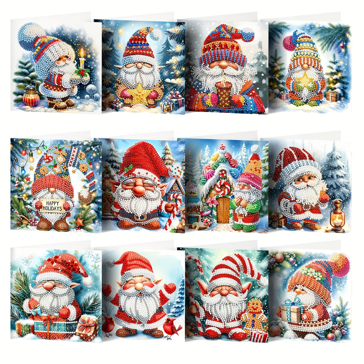 Odette | Diamond Painting Christmas Cards | DIY Greeting Set | 12pcs, Santa