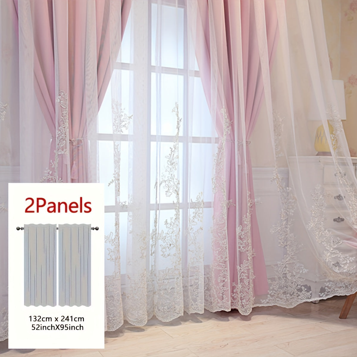 Saoirse | Embroidered Curtain Panels | Elf & Fairy Design, Light-Filtering | Set of 2 with Rings