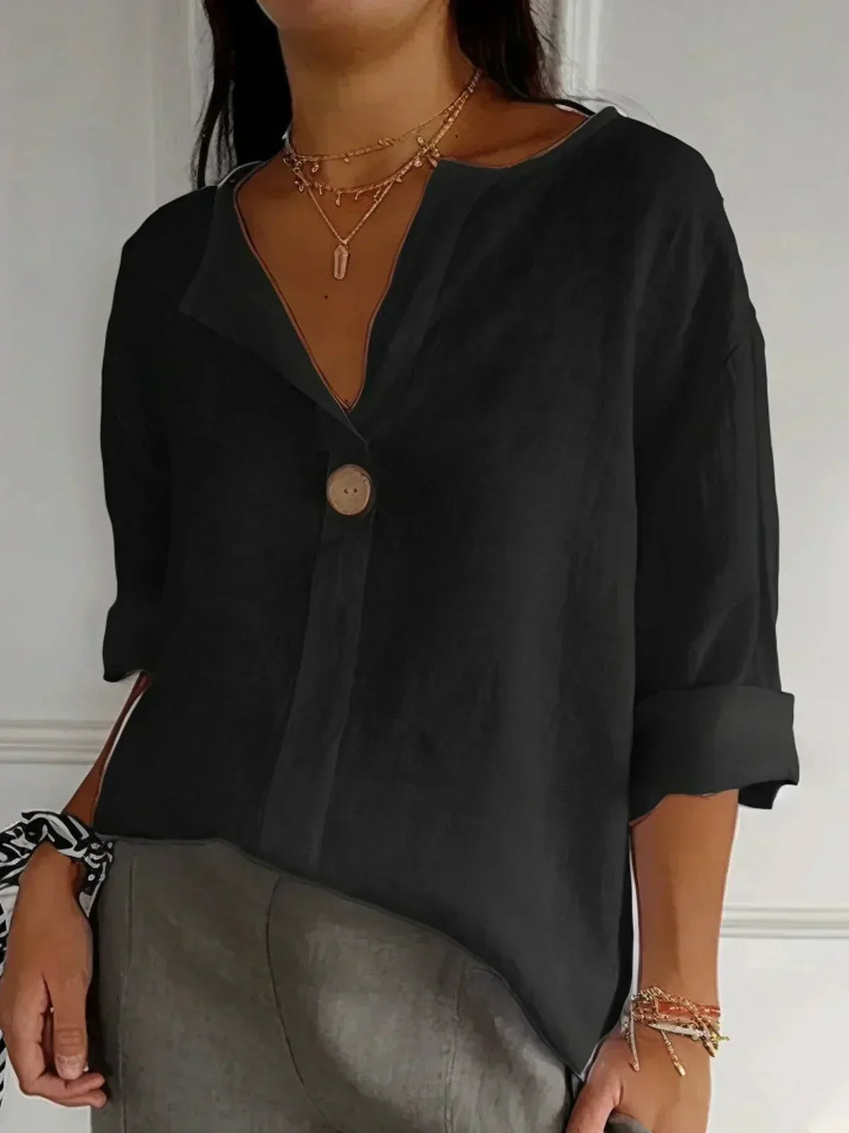 Nina | Women's Blouse | V-Neck, Lightweight, Loose Fit | Summer Top