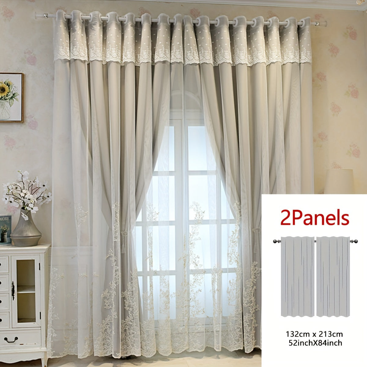 Saoirse | Embroidered Curtain Panels | Elf & Fairy Design, Light-Filtering | Set of 2 with Rings