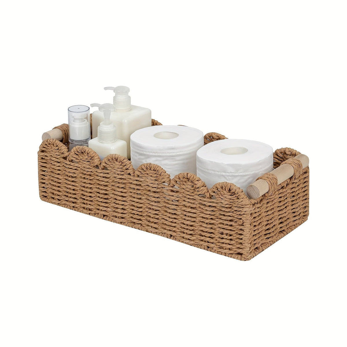 Rhea | Storage Basket | Boho Woven, Fan Edge | Natural Fibre, Rectangular
