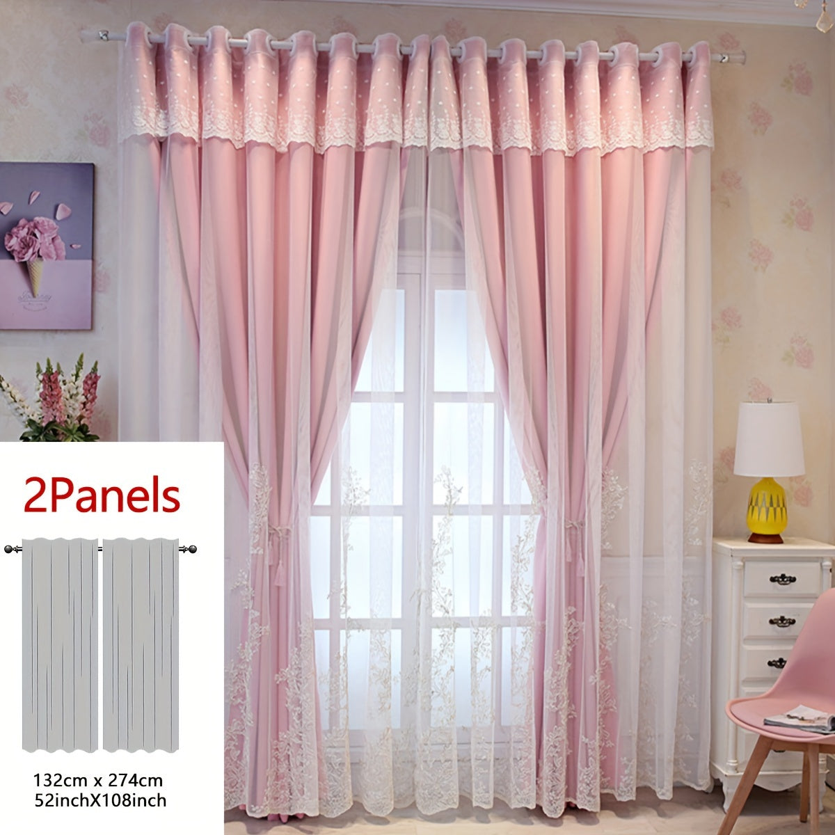 Saoirse | Embroidered Curtain Panels | Elf & Fairy Design, Light-Filtering | Set of 2 with Rings