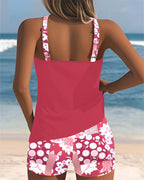 Women Tankini Set Sleeveless Top Printed Shorts | Linnea