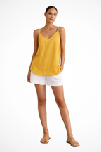 Marlow | Women's Linen Tank Top | Spaghetti Strap, Relaxed Fit | Spring