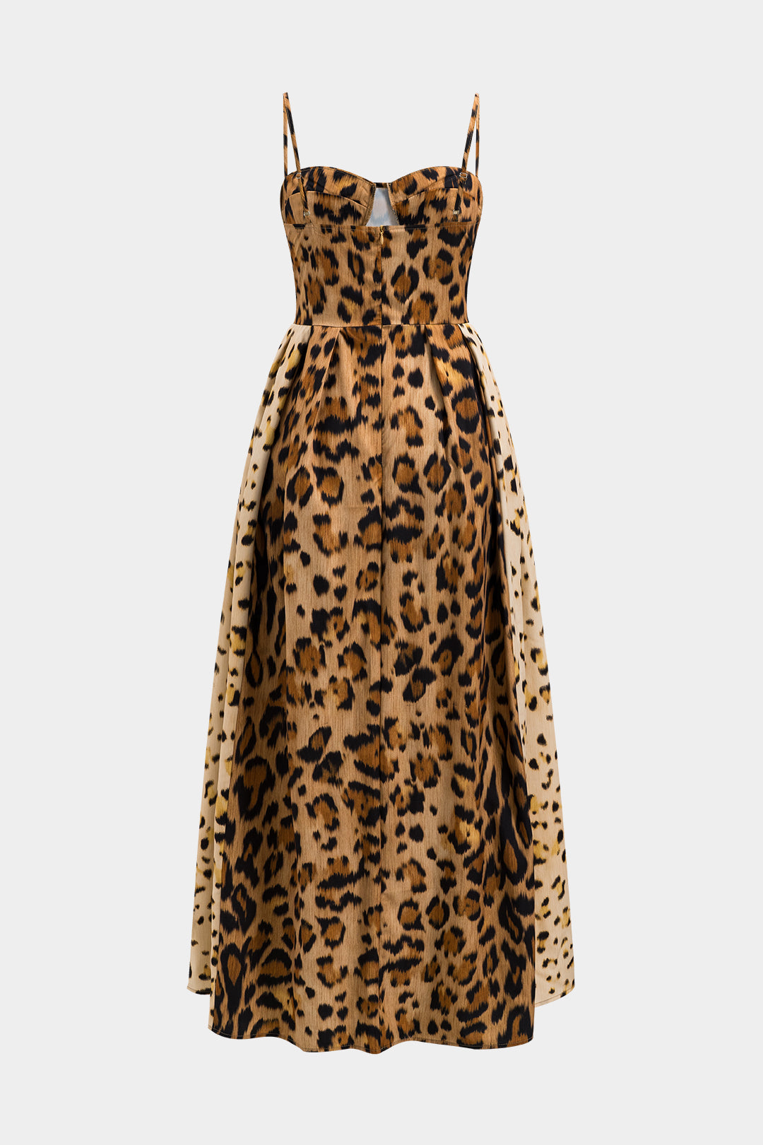 Women Leopard Print Midi Dress Corset Bodice