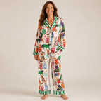 Christmas Pajamas Women Satin 2 Piece Long Sleeve Set Full Length