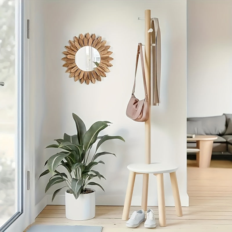 Edith | Bohemian Wall Mirror | Sunflower Wood Decor, Round Boho Mirror