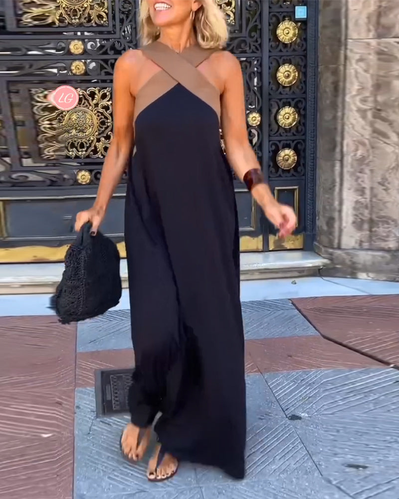 Liora | Maxi Cross Neck Dress | Open Back, Special Occasions