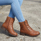 Zinnia | Women's Ankle Boots | Leather, Side Zipper, Block Heel