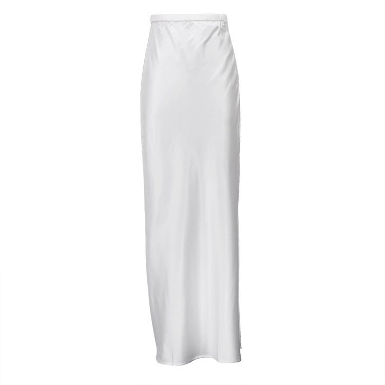 Women Maxi Skirt High Waist Satin Side Slit | Ondina
