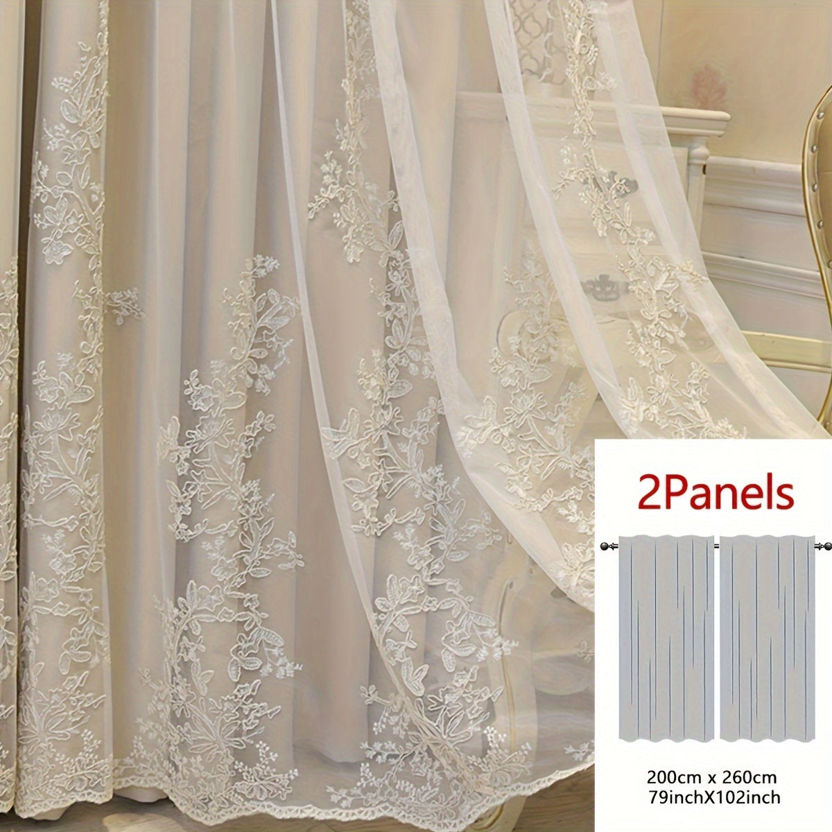 Saoirse | Embroidered Curtain Panels | Elf & Fairy Design, Light-Filtering | Set of 2 with Rings