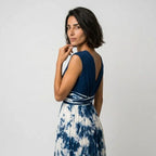 Wrap Dress Women Midi Flared Skirt Sleeveless Watercolor Print