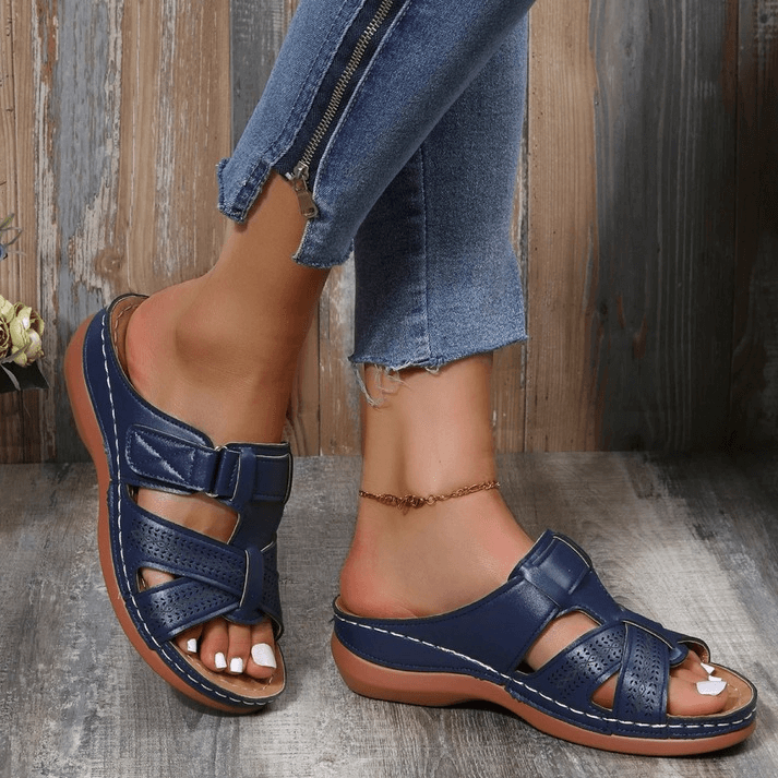 Womens Orthopedic Sandals Open Toe Leather Arch Support Cushioned