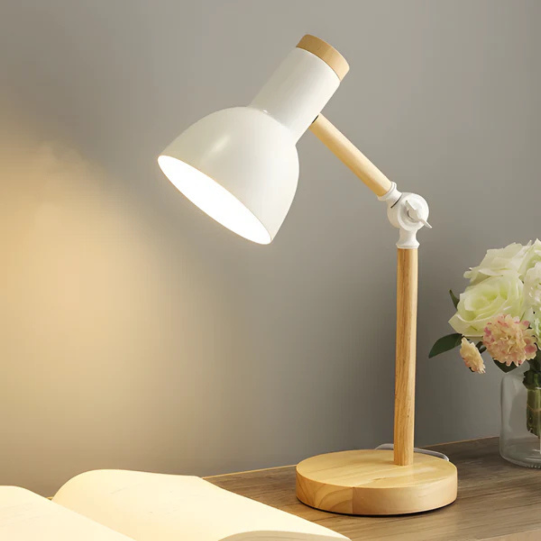 Dione | LED Table Lamp | Wood & Metal, Adjustable, E27 | 1-Light