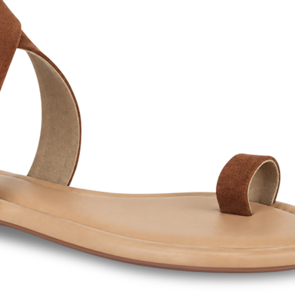 orthopedic sandals women | Suede Toe Loop Flat Casual Summer Sandals