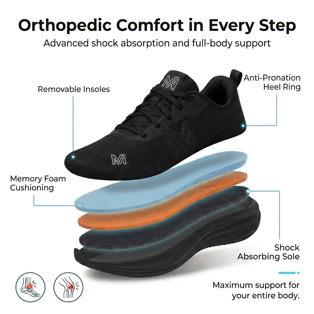 Orthopedic Shoes Women Lightweight Knit Walking Sneakers Arch Support