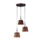 Anouk | Pendant Lamp | Rustic Wooden Bucket Shade, Industrial | 1 or 3 Light
