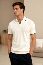 Men Polo Shirt Sleeveless Pure Cotton Contrast Trim Slim Fit