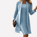 Zelda | Women's Two-Piece Lace Dress Set | Sleeveless & Long-Sleeve Overlay