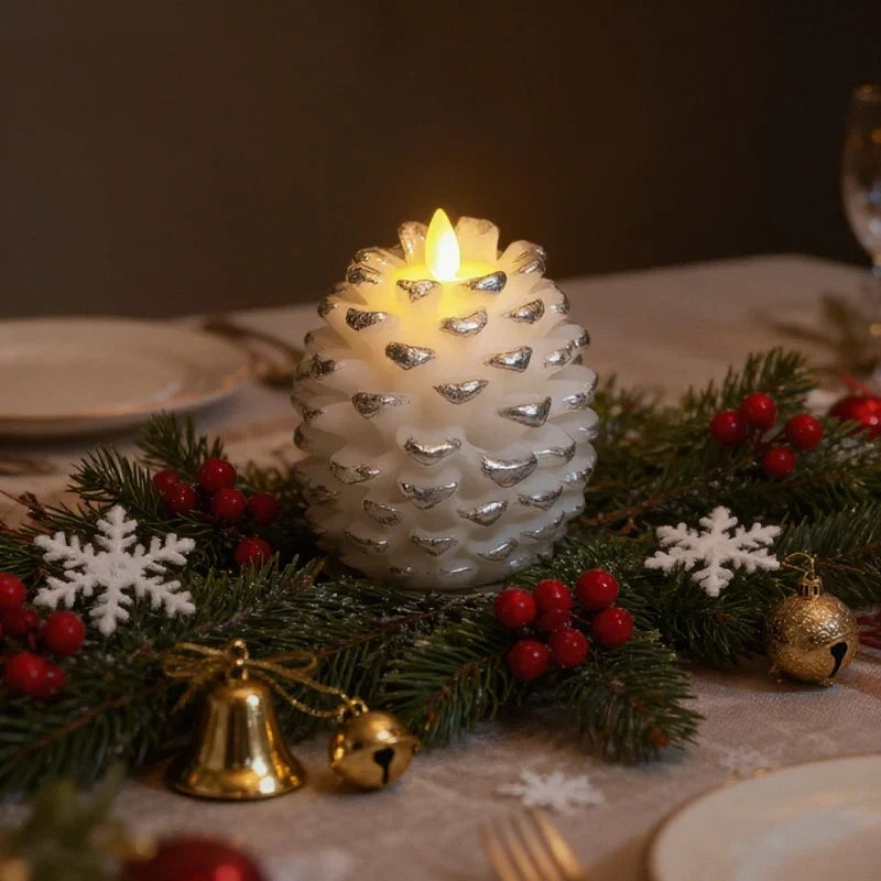 Xanthe | LED Pinecone Candles | Flameless, Remote & Timer | Warm White