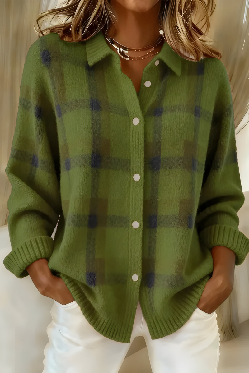 Tamsin | Women Soft Knit Plaid Cardigan