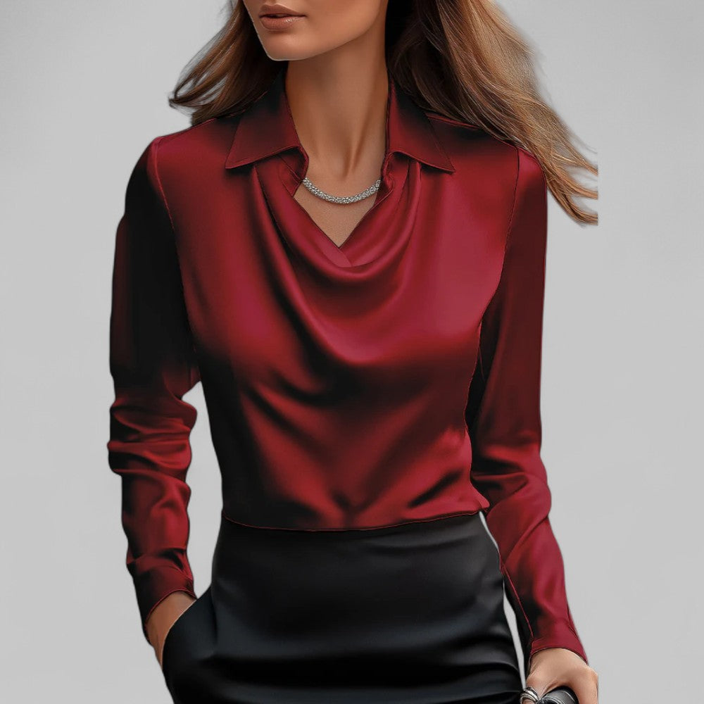 Nina | Women's Blouse | Draped Collar, Regular Fit | Business Casual