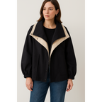 Women Hooded Windbreaker Jacket Patchwork