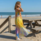 Women Print Maxi Dress Sleeveless With Pockets