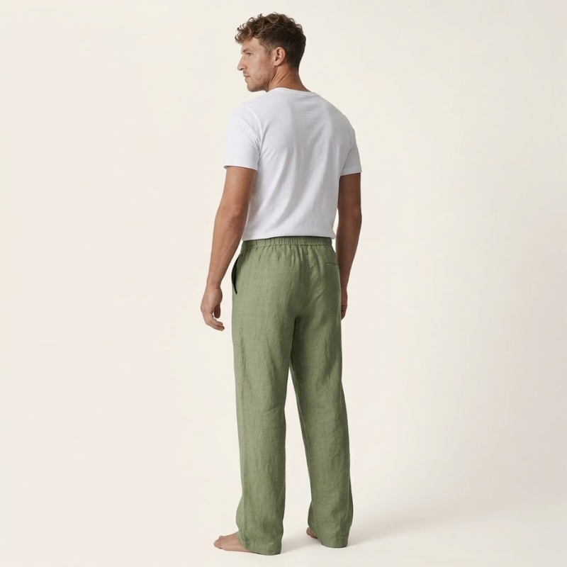 Sage | Men's Linen Trousers | Straight Cut, Lightweight | Summer Casual