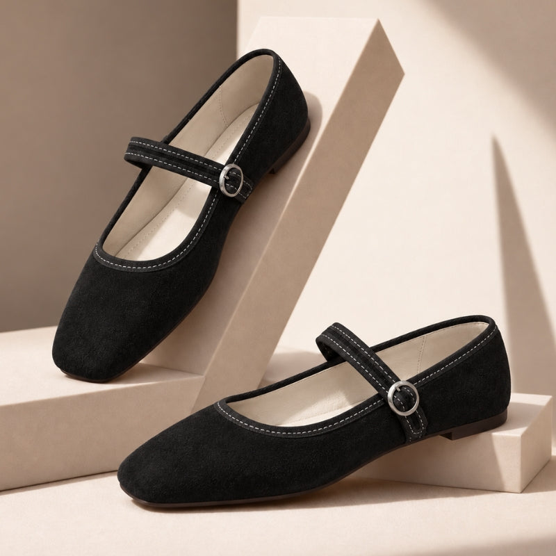 Women Orthopedic Flats Mary Jane Square Toe Adjustable Strap