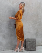 Aria | Women's Midi Dress | Asymmetric One Shoulder, Draped | Evening