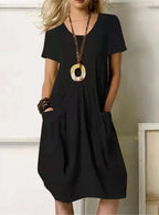 Women Casual Dress with Pockets A-Line Knee Length