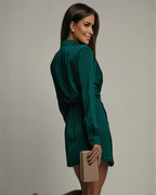 Veda | Mini Dress | Long Sleeve, Wrap Detail, Collared | Regular Fit