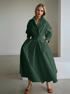 Shirt Dress Women Pleated Belt Lightweight | Quinn