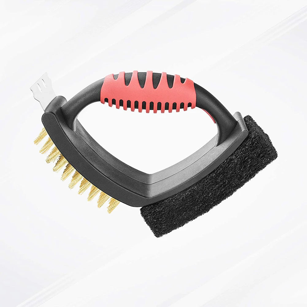Giselle | Grill Brush | 3-in-1 Brass Bristles & Copper Scraper | Black