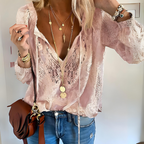 Women Boho Blouse Cutout Neckline