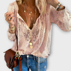 Anouk | Women's Embroidered Blouse | V-Neck, Long Sleeve | Flowy Fit