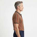 Resort Wear Men Knit Polo Shirt Vertical Stripe | Embla