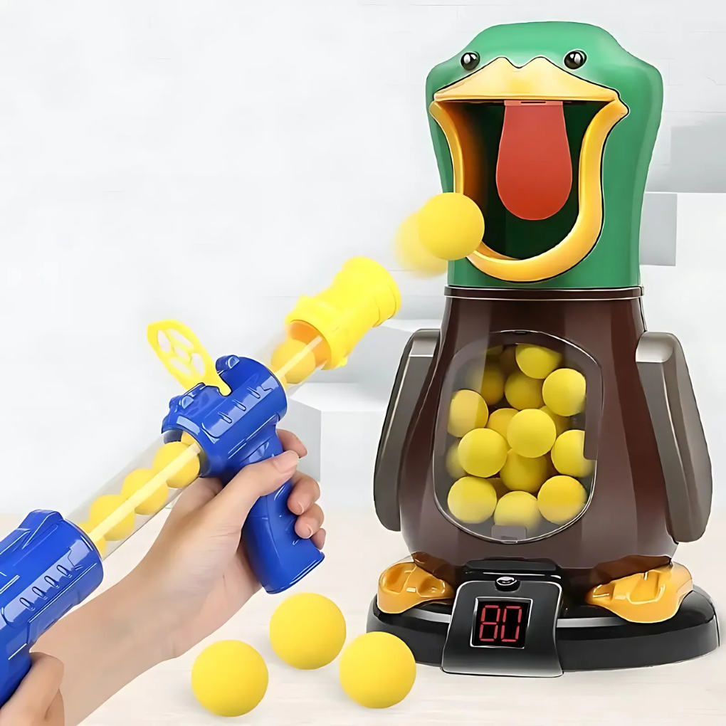 Kids Air Powered Soft Bullet Shooting Game Walking Duck Target Set