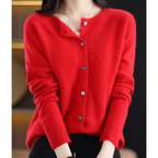 Nova | Women's Merino Wool Sweater | Round Neck, Button Placket | Slim Fit