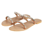 Orthopedic Sandals Women | Flat Two Strap Embellished Open Toe Slip On