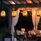 Maren | Solar Lantern Outdoor | Portable, Waterproof, Wood-Look | Warm White LED