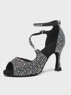 Sequin Style Heels | Rhinestone Latin Dance Sandals for Salsa