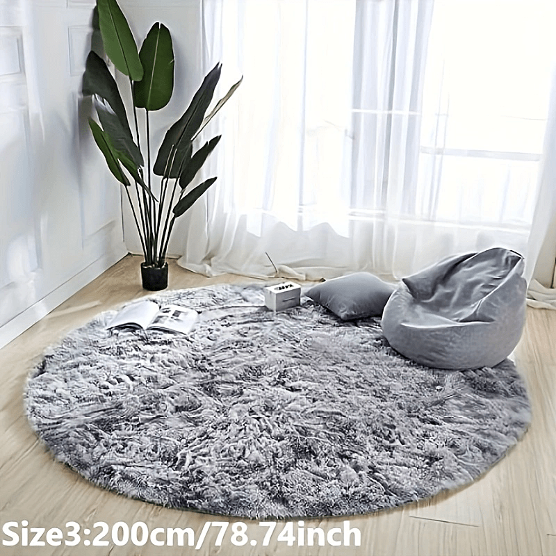 Delphine | Round Plush Rug | Tie-Dye, Soft & Non-Slip | Living Room, Bedroom