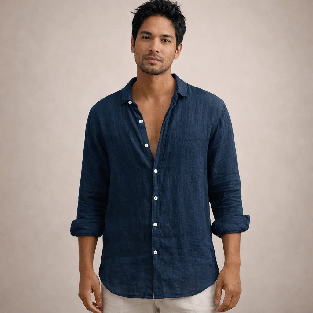 Maren | Men's Linen Shirt | Casual, Breathable | Long Sleeve, Open Collar